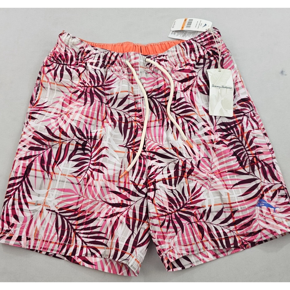 Tommy Bahama Relax Mens Swim Trunks S Red White Floral UPF 30 TR920769
